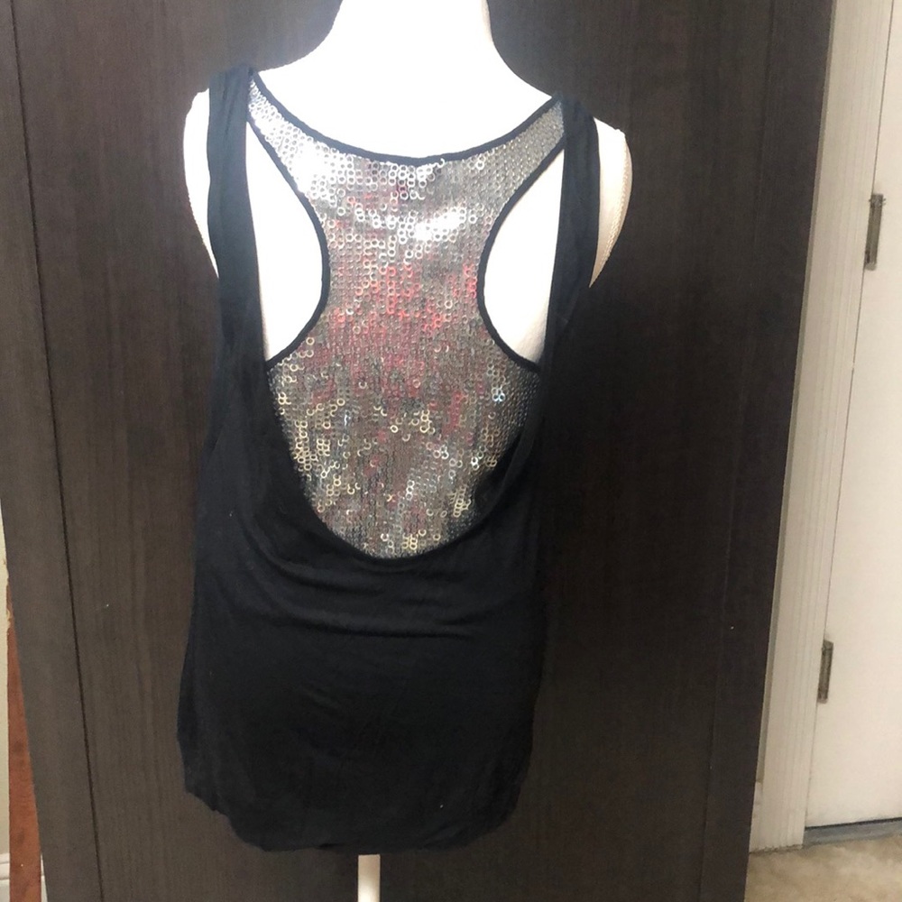 Express metallic exposed back tank top size Large